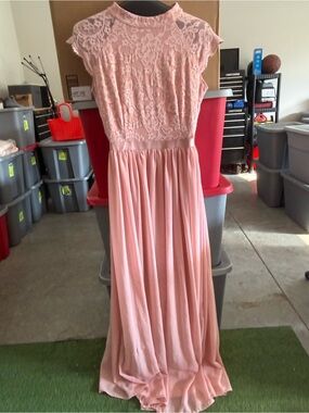Blush Pink Lace Bodice Maxi Dress 105